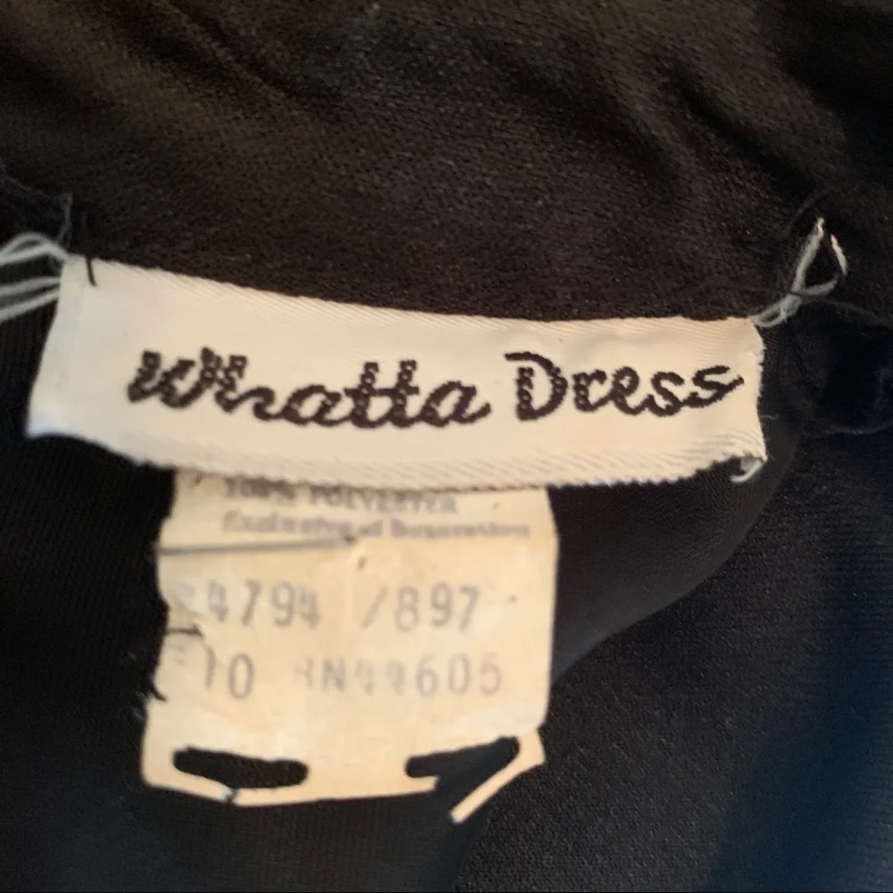 Vintage Black Sheer Neckline Ruffle Off Shoulder Bodice Fit Flare Cocktail Dress - Picture 7 of 8
